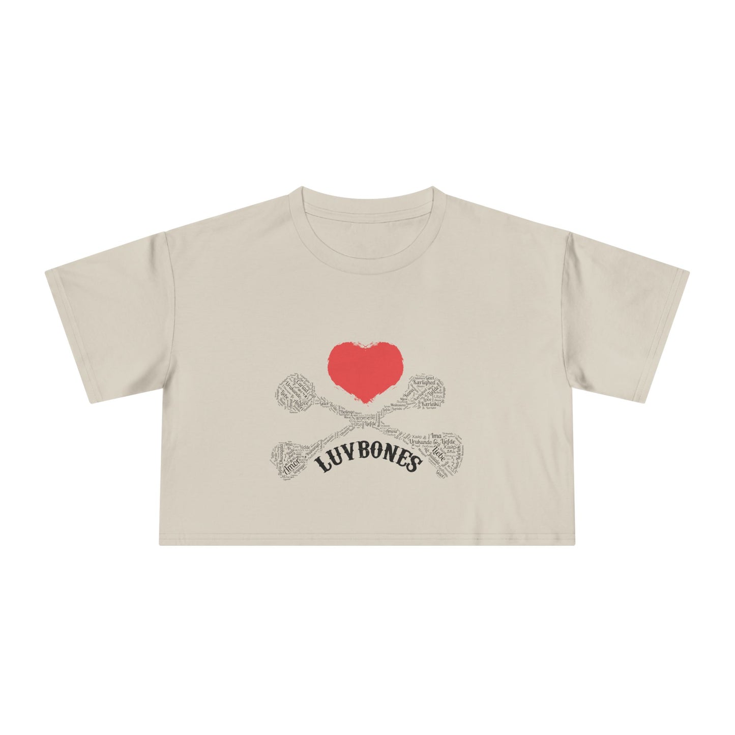 Luvbones - Hearts & Crossbones Women's Crop Tee - Trendy Summer Top, Casual Wardrobe Essential, Gift for Her, Valentine's Day