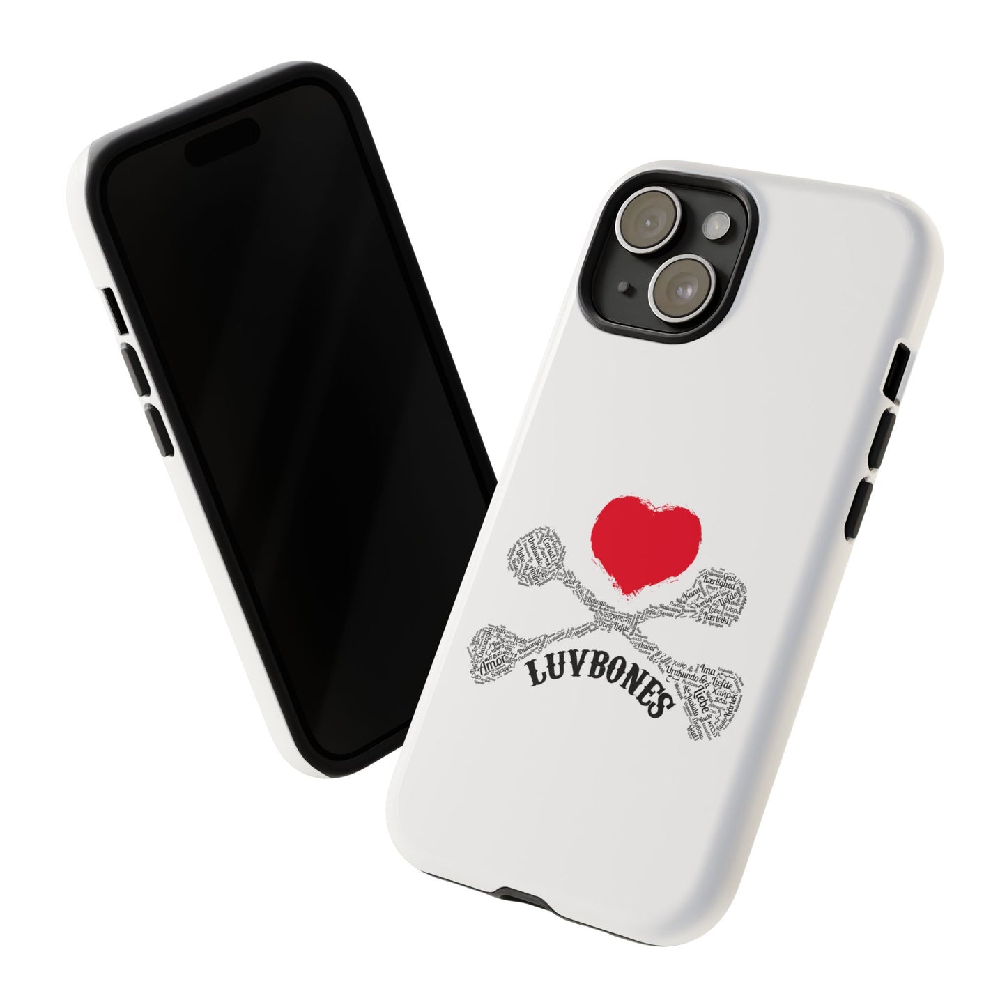 Luvbones - Hearts & Crossbones Phone Case, Tough Cases, Unique Smartphone Accessory, Gift for Him or Her