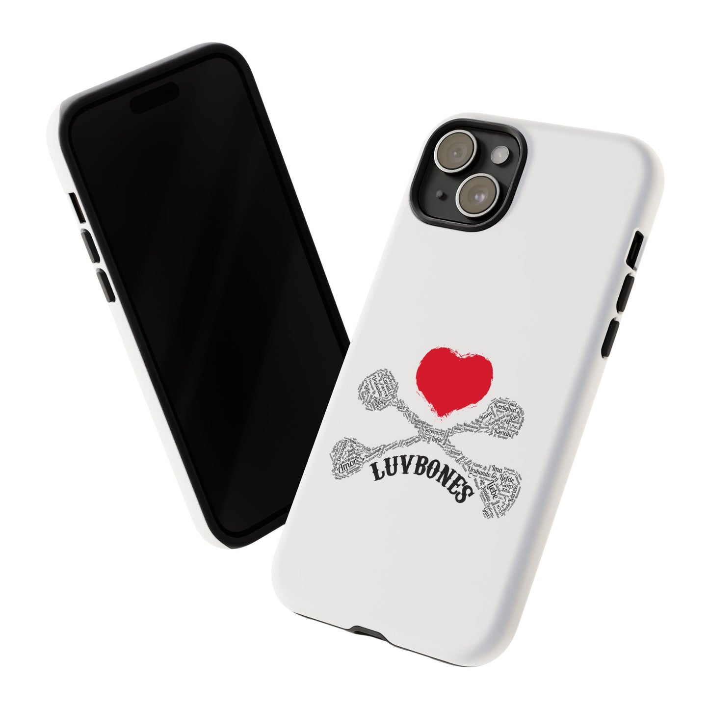 Luvbones - Hearts & Crossbones Phone Case, Tough Cases, Unique Smartphone Accessory, Gift for Him or Her