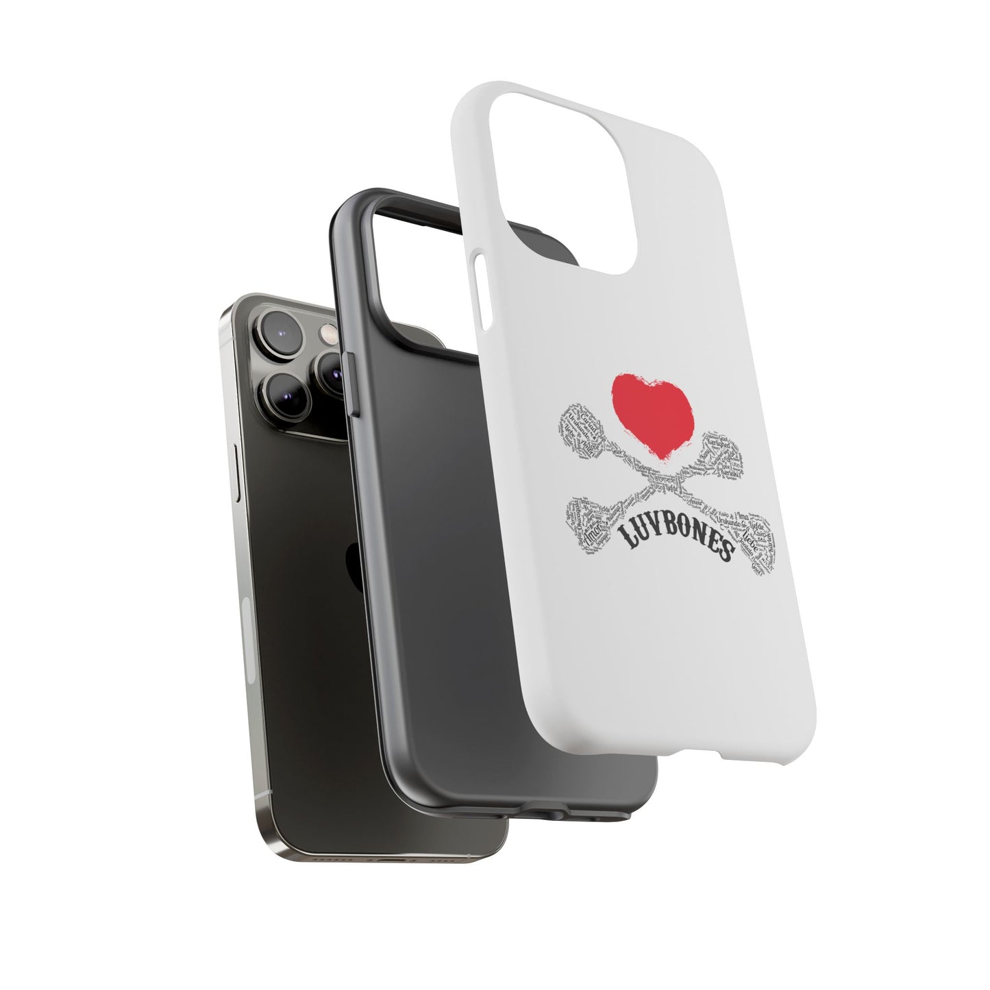 Luvbones - Hearts & Crossbones Phone Case, Tough Cases, Unique Smartphone Accessory, Gift for Him or Her