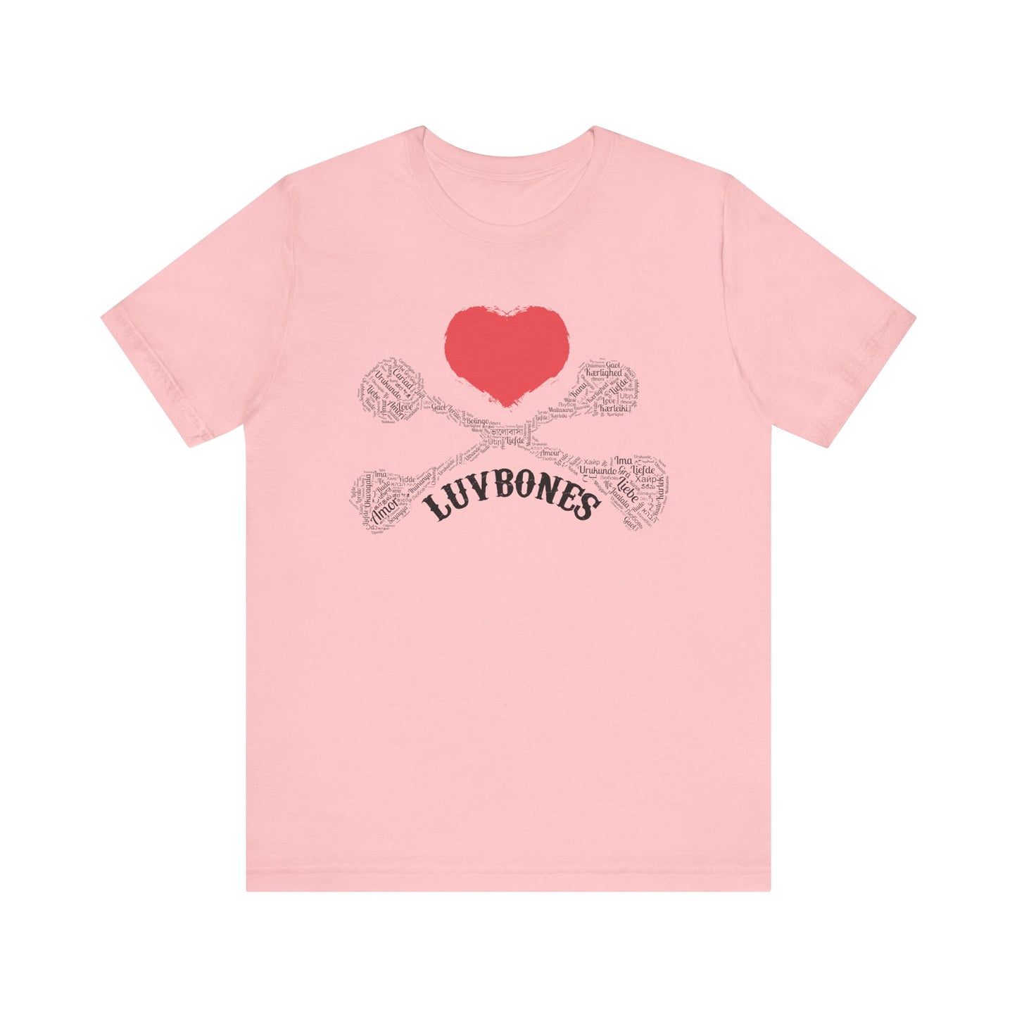 Luvbones - Hearts & Crossbones Unisex Tee, Graphic T-Shirt, Casual Wear, Music Lover Gift, Valentine's Day Shirt, Rock & Roll Style