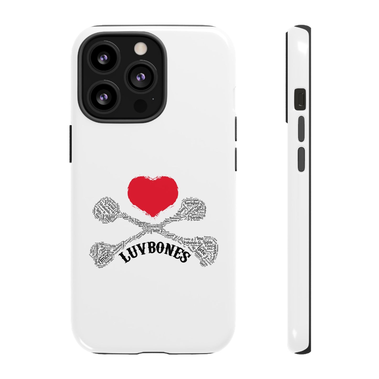 Luvbones - Hearts & Crossbones Phone Case, Tough Cases, Unique Smartphone Accessory, Gift for Him or Her