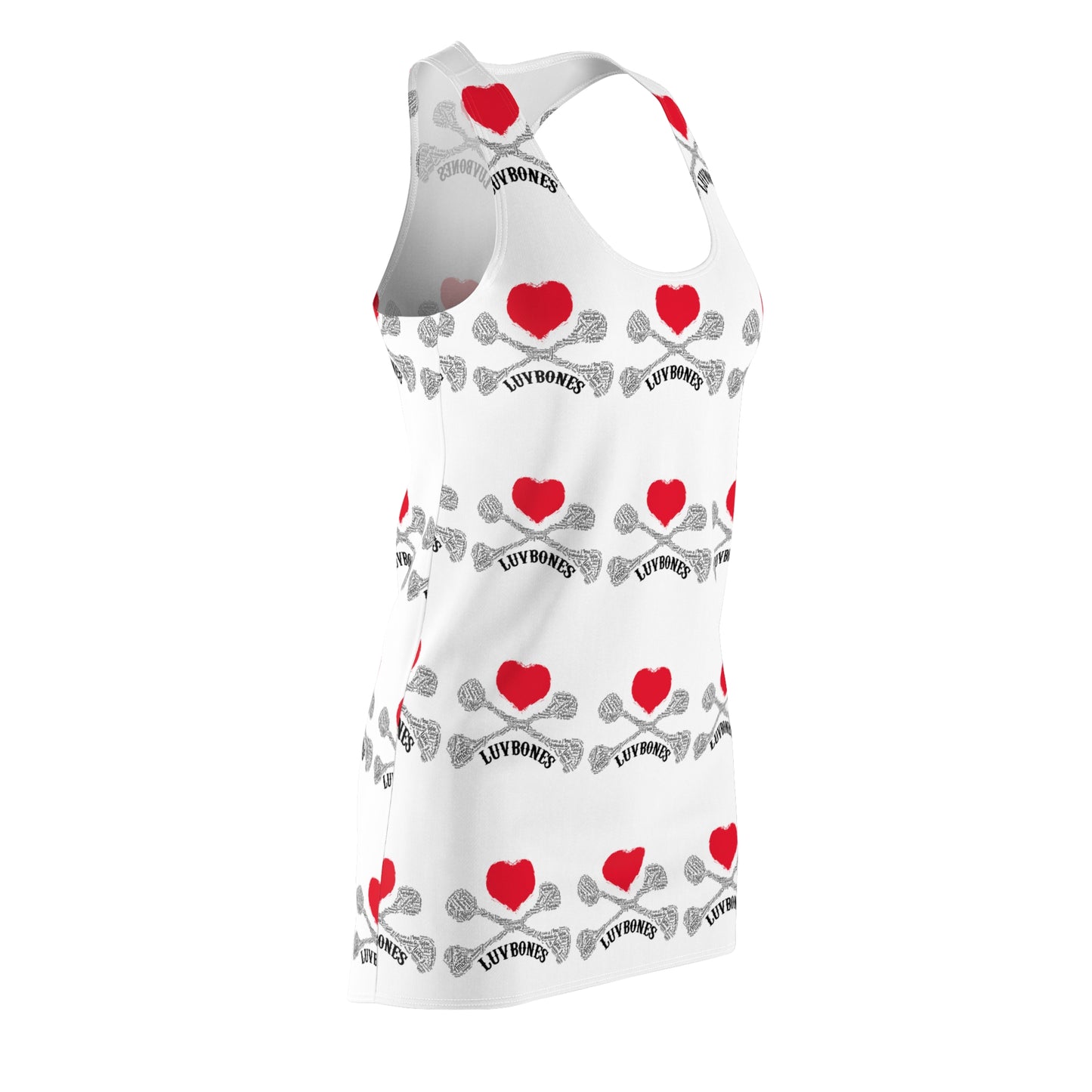 Luvbones - Hearts & Crossbones Racerback Dress, Stylish Summer Dress, Casual Dress, Gift for Her, Women's AOP Fashion
