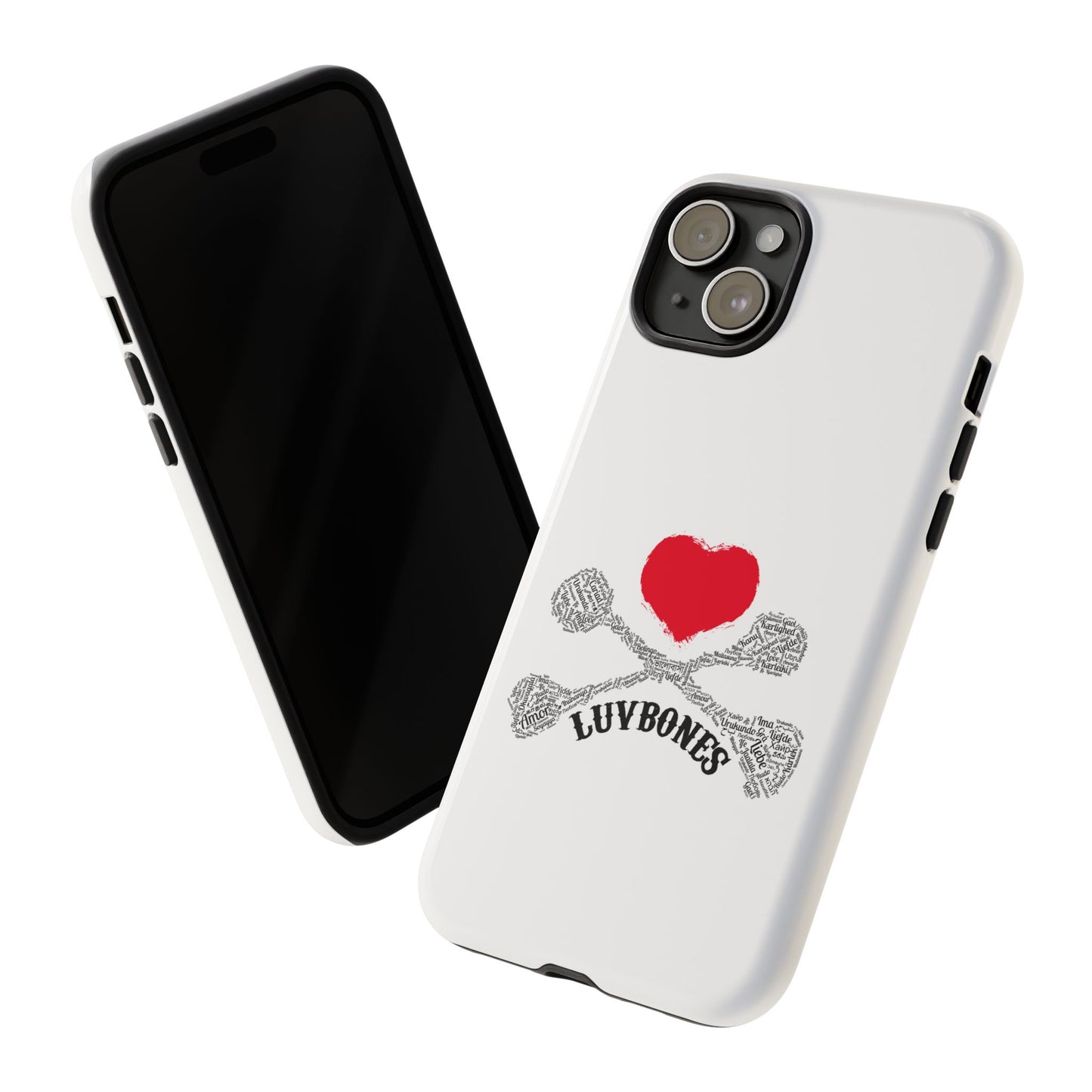 Luvbones - Hearts & Crossbones Phone Case, Tough Cases, Unique Smartphone Accessory, Gift for Him or Her