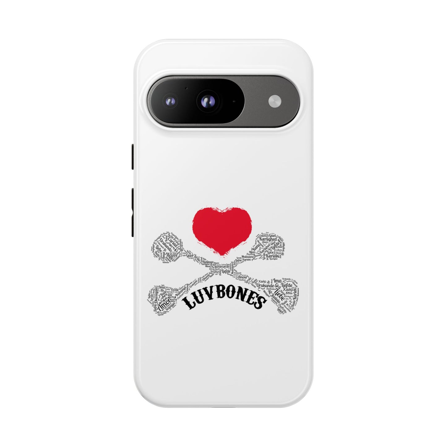 Luvbones - Hearts & Crossbones Phone Case, Tough Cases, Unique Smartphone Accessory, Gift for Him or Her