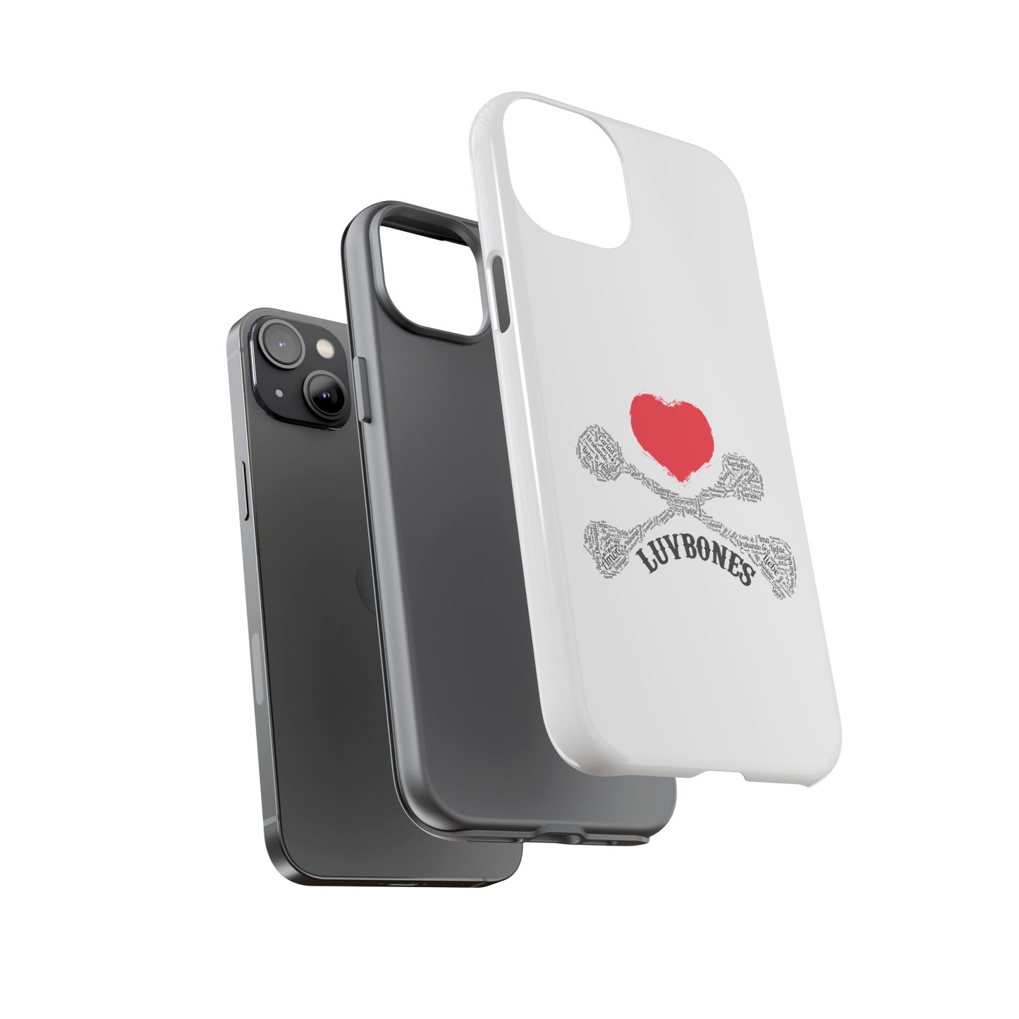 Luvbones - Hearts & Crossbones Phone Case, Tough Cases, Unique Smartphone Accessory, Gift for Him or Her