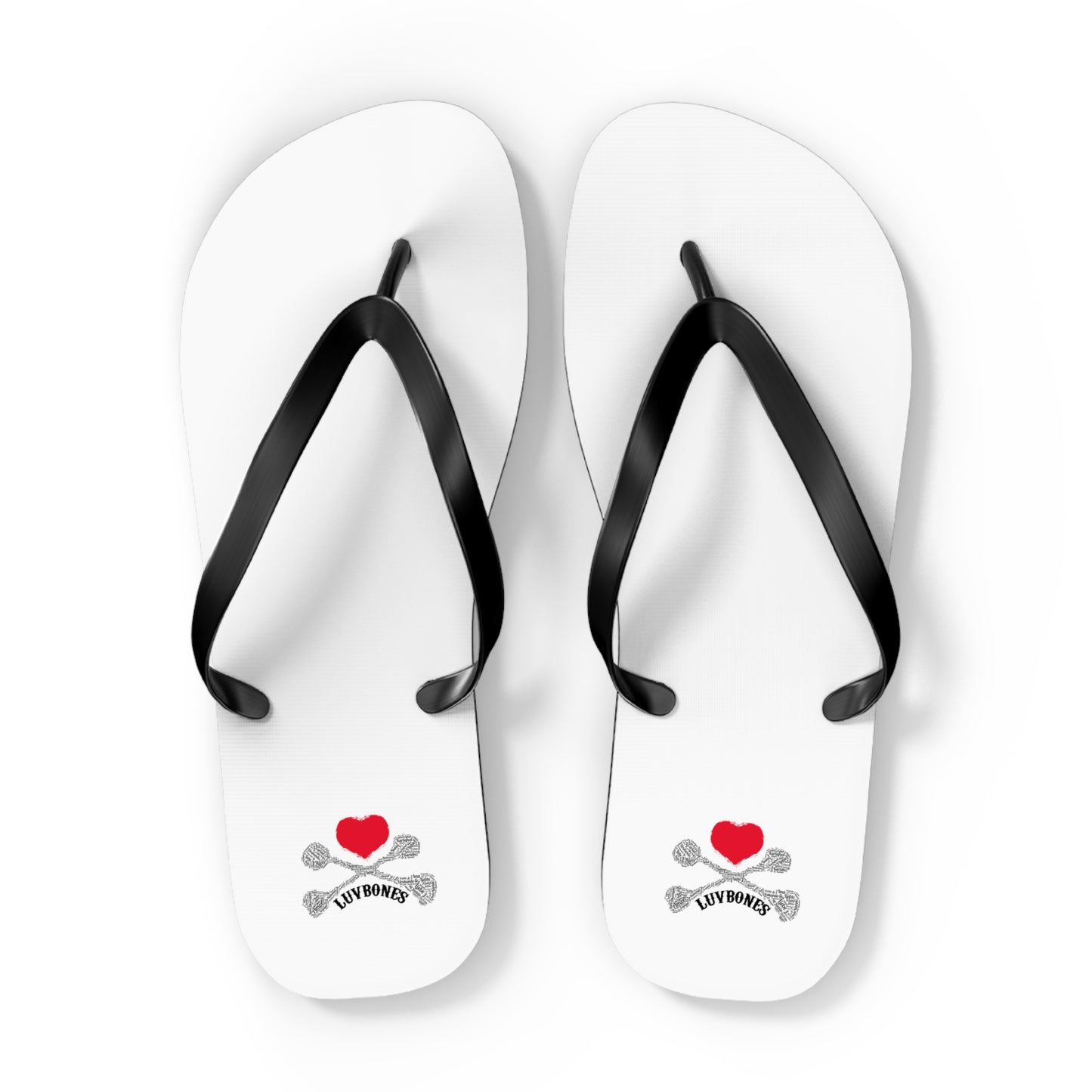 Luvbones - Hearts & Crossbones Flip Flops | Summer Beachwear, Fun Footwear, Casual Sandals, Gift for Beach Lovers, Trendy Vacation Accessory