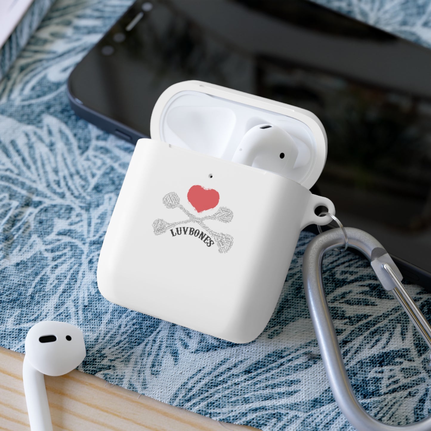 Luvbones - Hearts & Crossbones Stylish AirPods Case Cover | Fun Accessory, Unique Gift, Wireless Earbuds Cover, Trendy Tech Protection