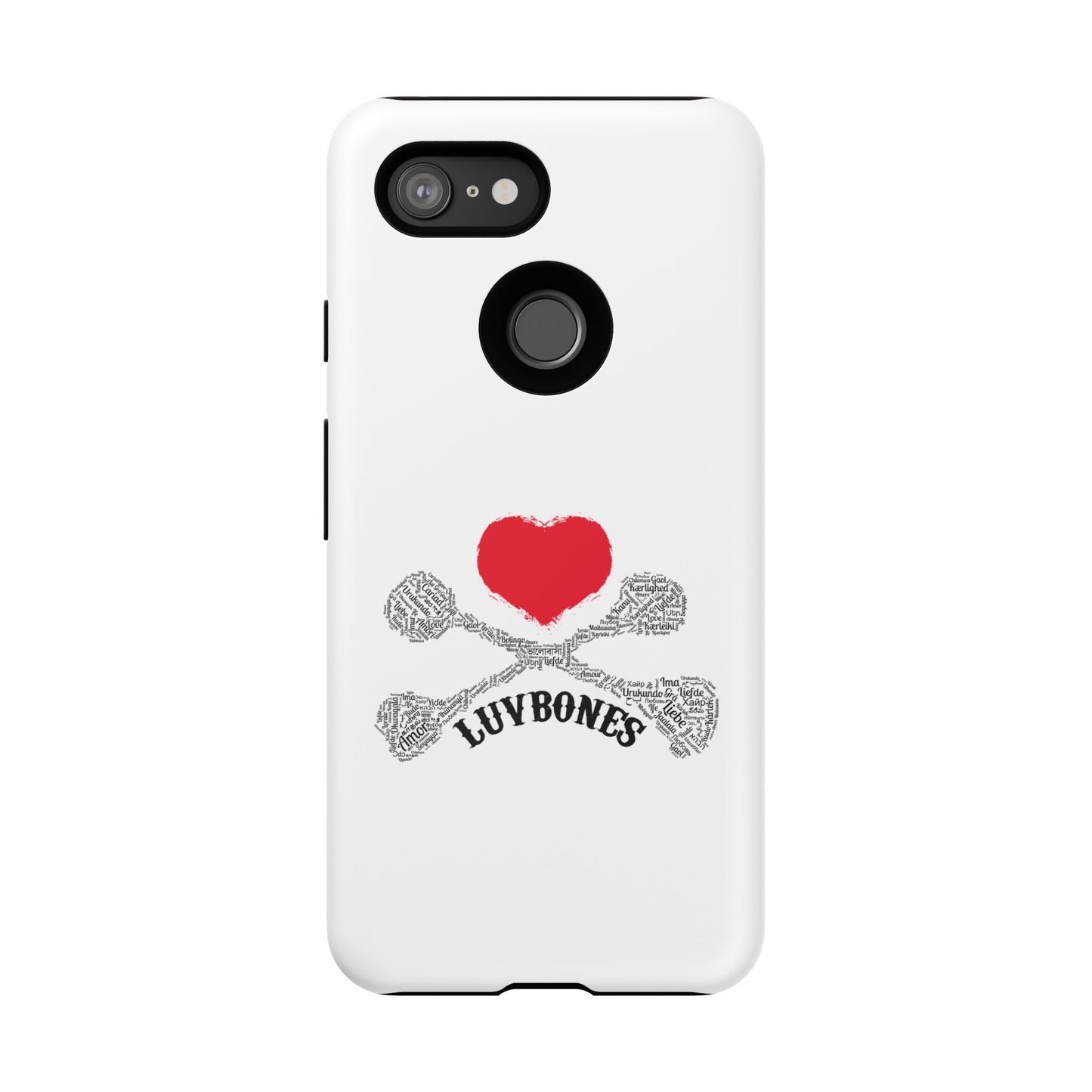 Luvbones - Hearts & Crossbones Phone Case, Tough Cases, Unique Smartphone Accessory, Gift for Him or Her