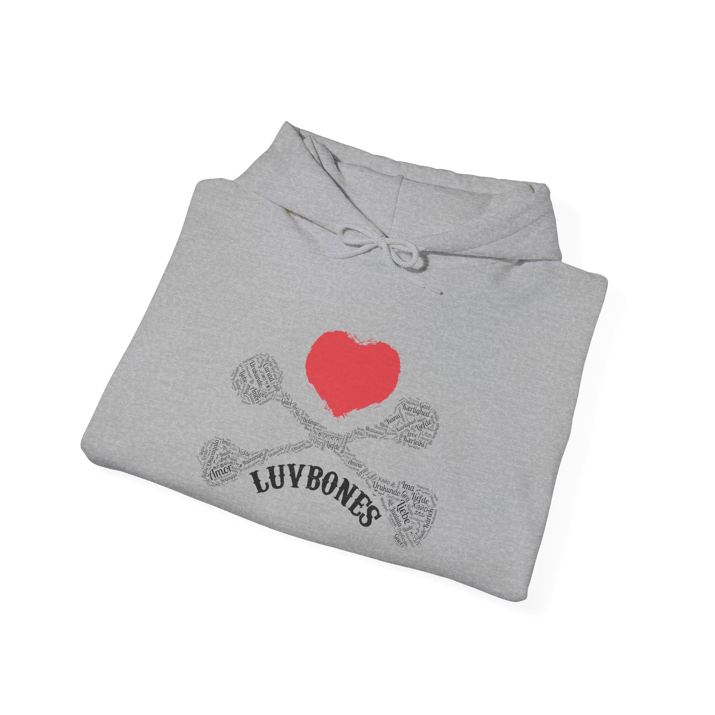 Luvbones - Hearts & Crossbones Unisex Hoodie, Graphic Sweatshirt for Couples, Valentine's Day Gift, Streetwear Fashion, Cozy Layering