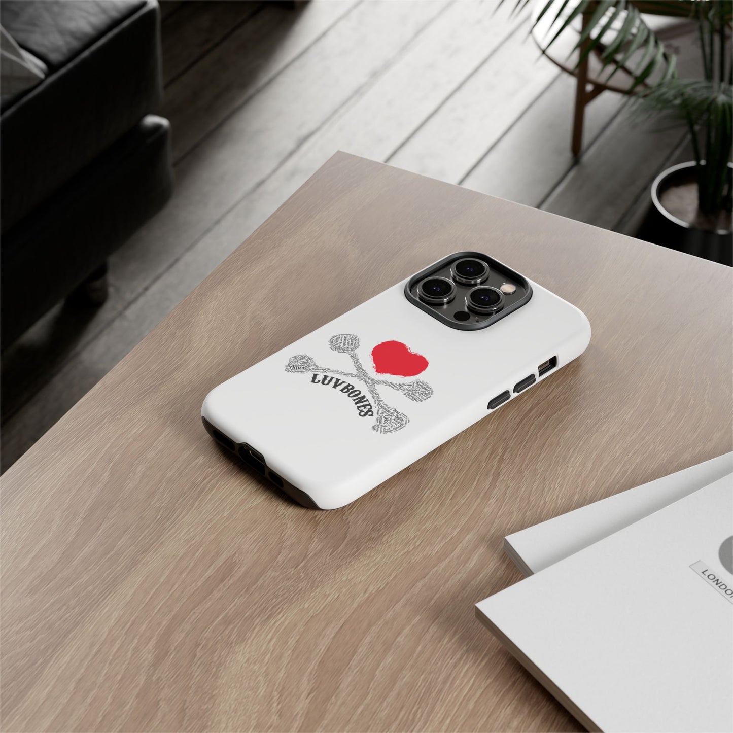 Luvbones - Hearts & Crossbones Phone Case, Tough Cases, Unique Smartphone Accessory, Gift for Him or Her