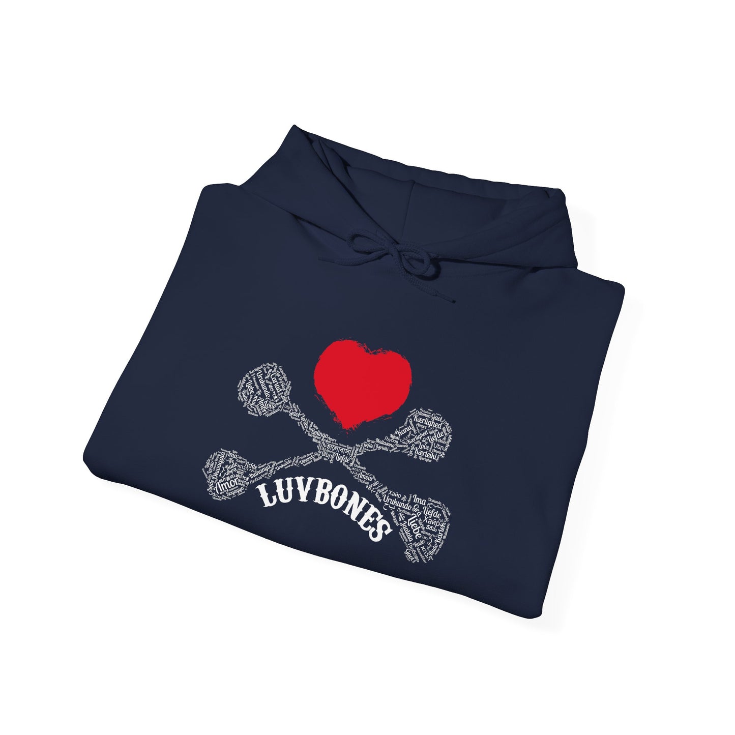Luvbones - Hearts & Crossbones Unisex Hoodie, Graphic Sweatshirt for Couples, Valentine's Day Gift, Streetwear Fashion, Cozy Layering