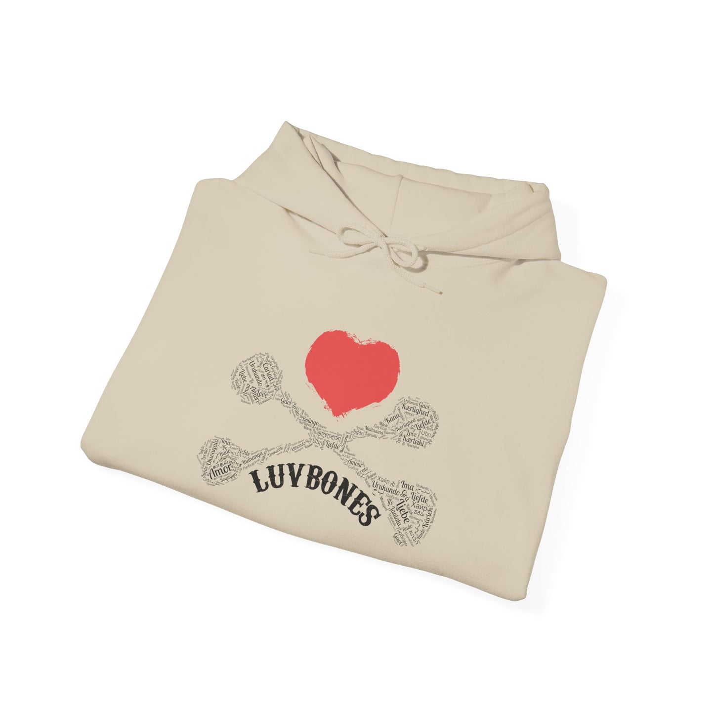 Luvbones - Hearts & Crossbones Unisex Hoodie, Graphic Sweatshirt for Couples, Valentine's Day Gift, Streetwear Fashion, Cozy Layering