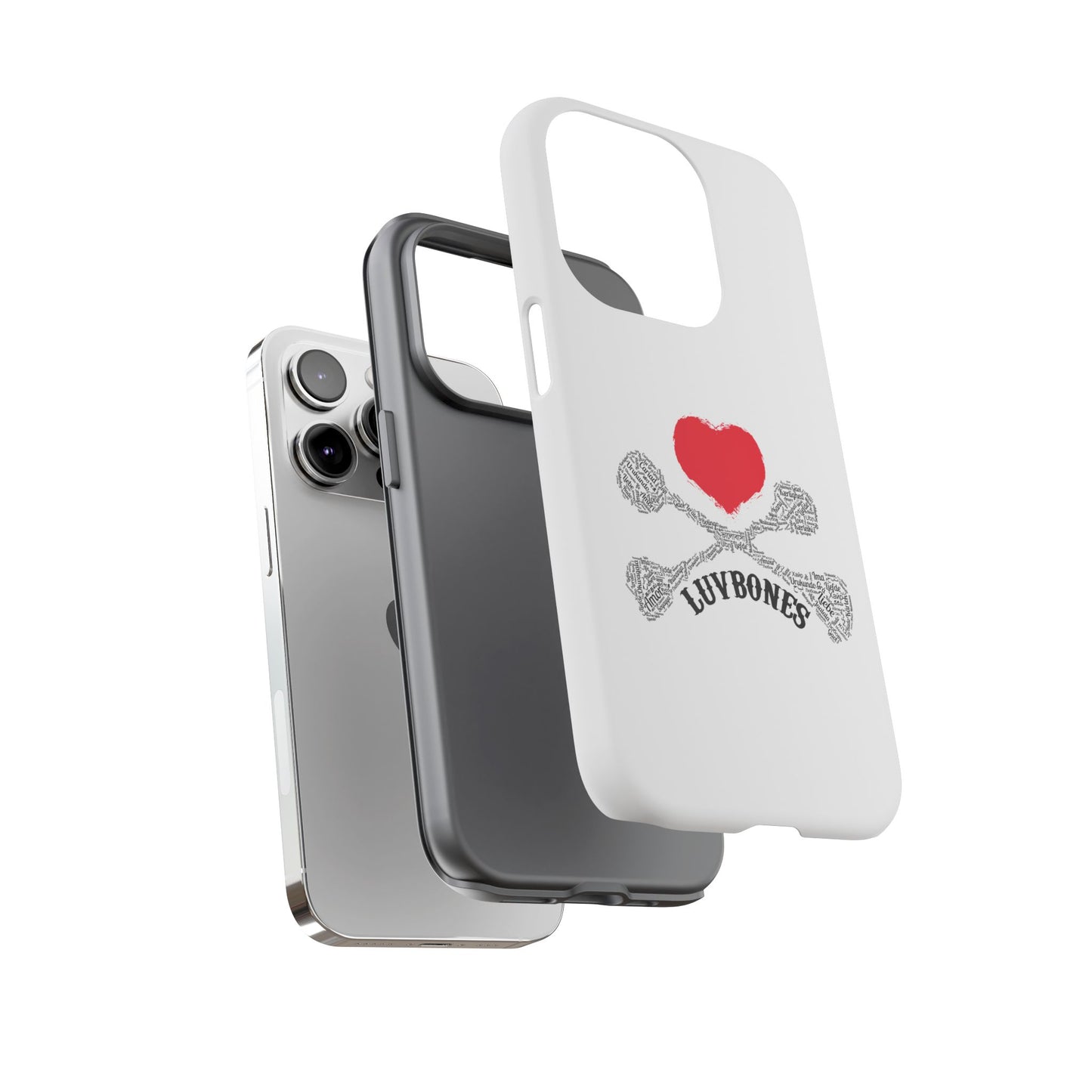 Luvbones - Hearts & Crossbones Phone Case, Tough Cases, Unique Smartphone Accessory, Gift for Him or Her