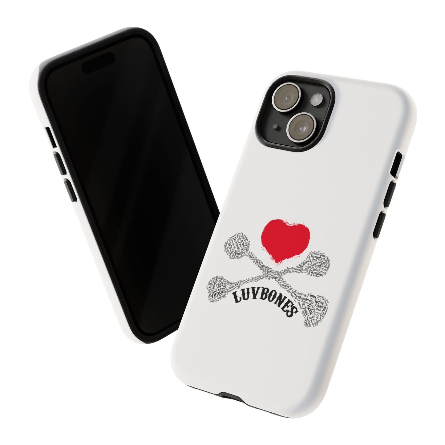 Luvbones - Hearts & Crossbones Phone Case, Tough Cases, Unique Smartphone Accessory, Gift for Him or Her