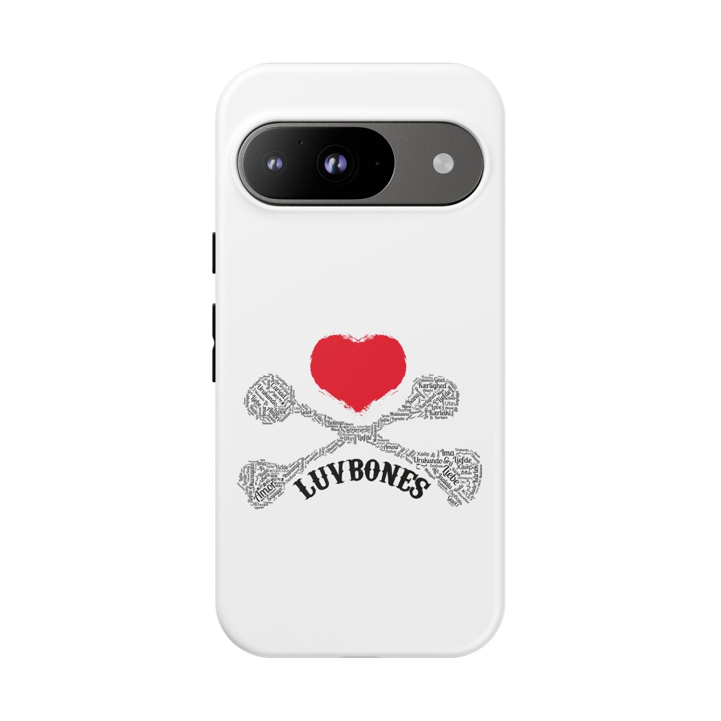 Luvbones - Hearts & Crossbones Phone Case, Tough Cases, Unique Smartphone Accessory, Gift for Him or Her
