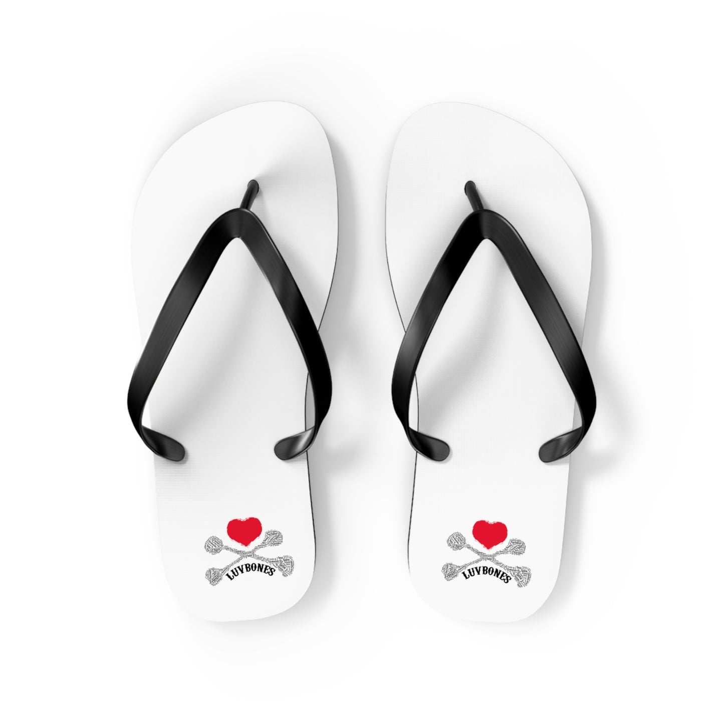 Luvbones - Hearts & Crossbones Flip Flops | Summer Beachwear, Fun Footwear, Casual Sandals, Gift for Beach Lovers, Trendy Vacation Accessory