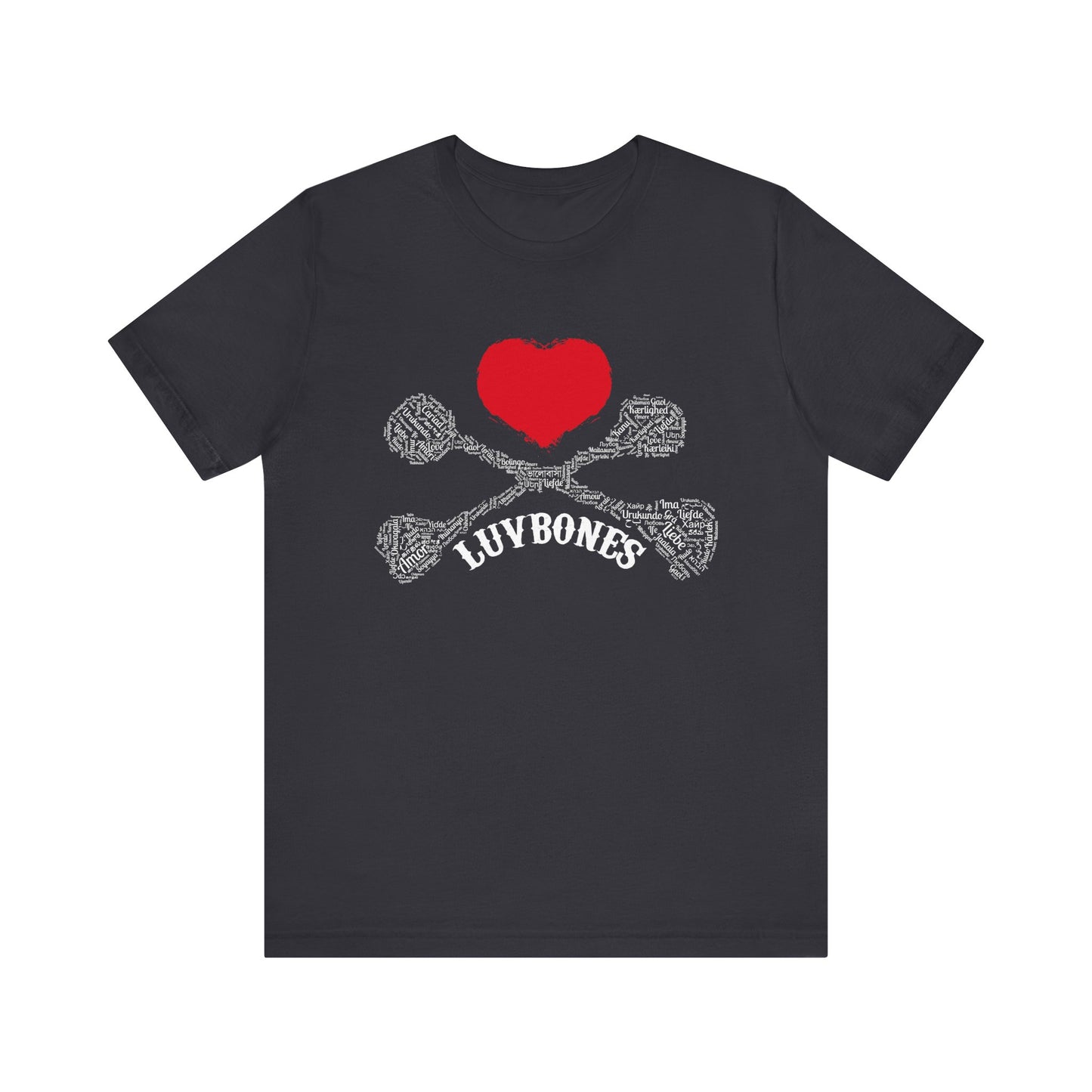 Luvbones - Hearts & Crossbones Unisex Tee, Graphic T-Shirt, Casual Wear, Music Lover Gift, Valentine's Day Shirt, Rock & Roll Style