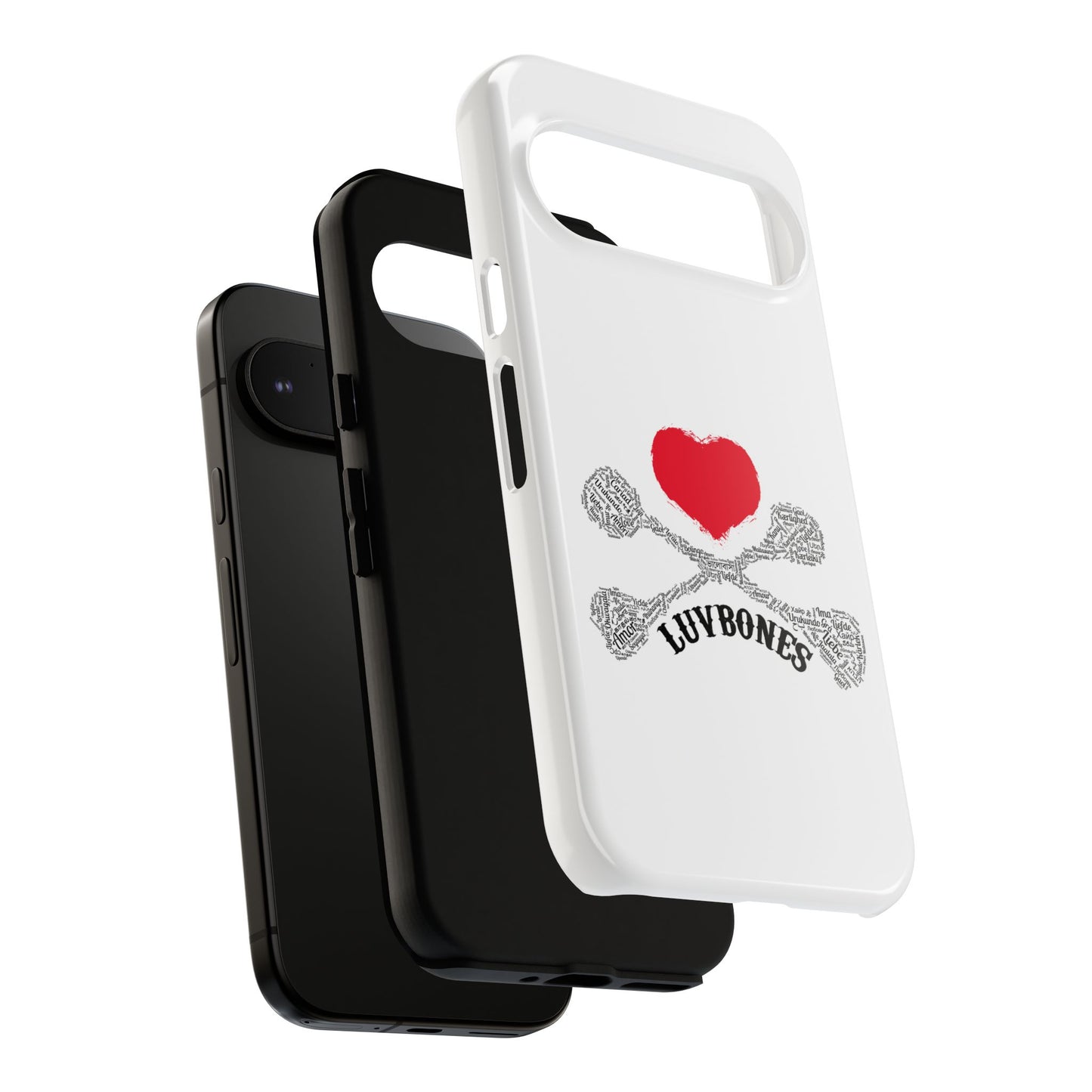 Luvbones - Hearts & Crossbones Phone Case, Tough Cases, Unique Smartphone Accessory, Gift for Him or Her