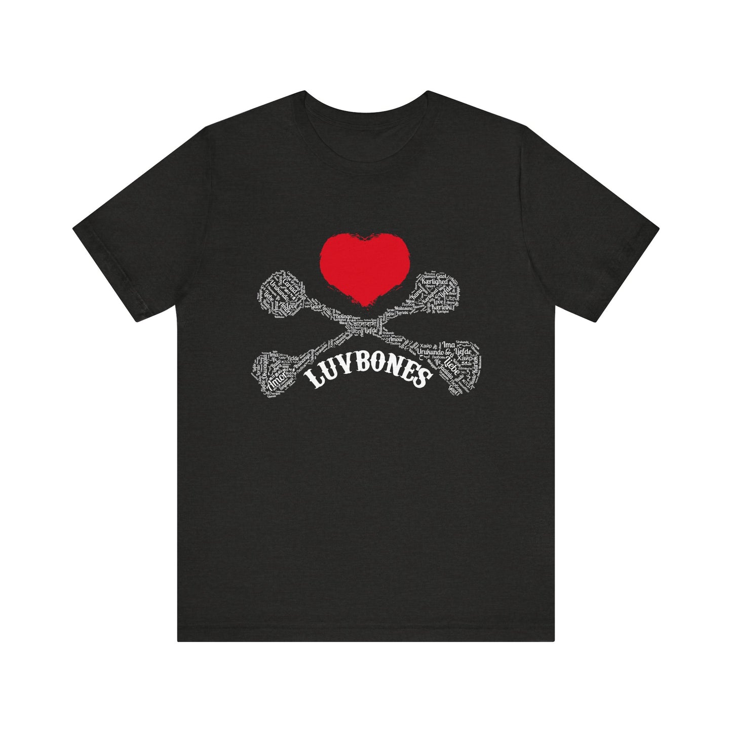 Luvbones - Hearts & Crossbones Unisex Tee, Graphic T-Shirt, Casual Wear, Music Lover Gift, Valentine's Day Shirt, Rock & Roll Style