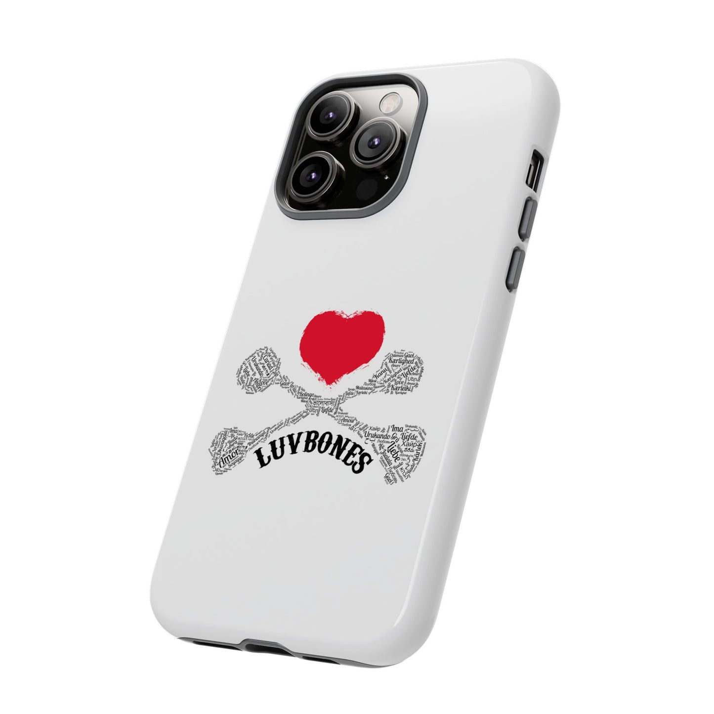 Luvbones - Hearts & Crossbones Phone Case, Tough Cases, Unique Smartphone Accessory, Gift for Him or Her