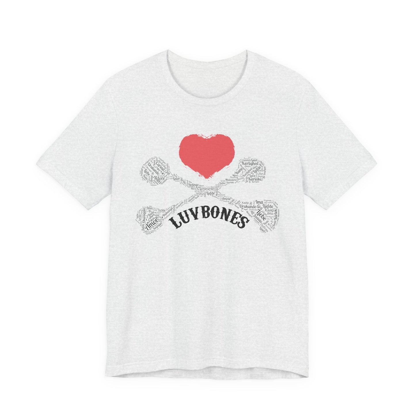 Luvbones - Hearts & Crossbones Unisex Tee, Graphic T-Shirt, Casual Wear, Music Lover Gift, Valentine's Day Shirt, Rock & Roll Style