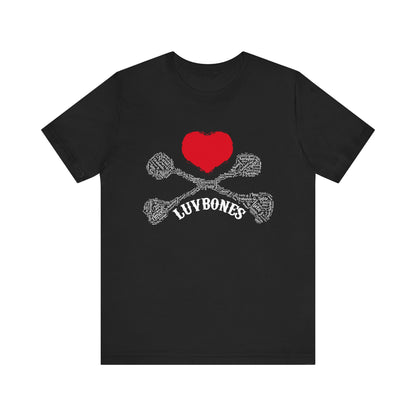 Luvbones - Hearts & Crossbones Unisex Tee, Graphic T-Shirt, Casual Wear, Music Lover Gift, Valentine's Day Shirt, Rock & Roll Style