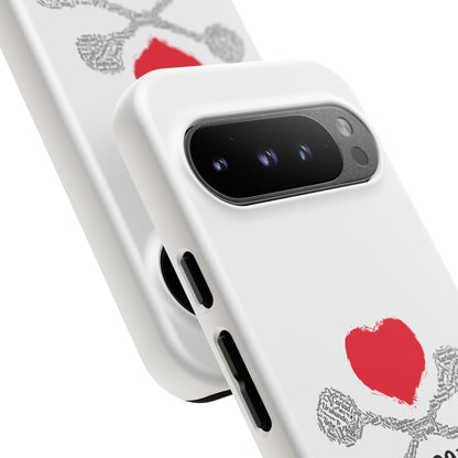 Luvbones - Hearts & Crossbones Phone Case, Tough Cases, Unique Smartphone Accessory, Gift for Him or Her