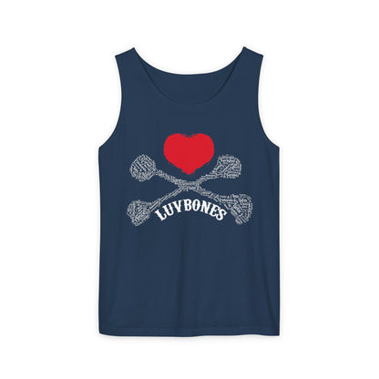 Luvbones - Hearts & Crossbones Unisex Tank Top | Casual Summer Wear, Gifts for Dog Lovers, Festival Fashion, Beach Apparel, Stylish Comfort