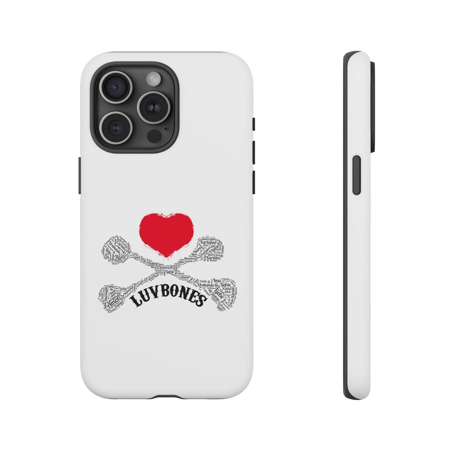 Luvbones - Hearts & Crossbones Phone Case, Tough Cases, Unique Smartphone Accessory, Gift for Him or Her
