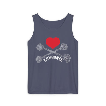 Luvbones - Hearts & Crossbones Unisex Tank Top | Casual Summer Wear, Gifts for Dog Lovers, Festival Fashion, Beach Apparel, Stylish Comfort