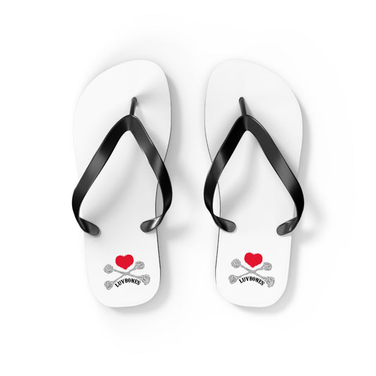 Luvbones - Hearts & Crossbones Flip Flops | Summer Beachwear, Fun Footwear, Casual Sandals, Gift for Beach Lovers, Trendy Vacation Accessory