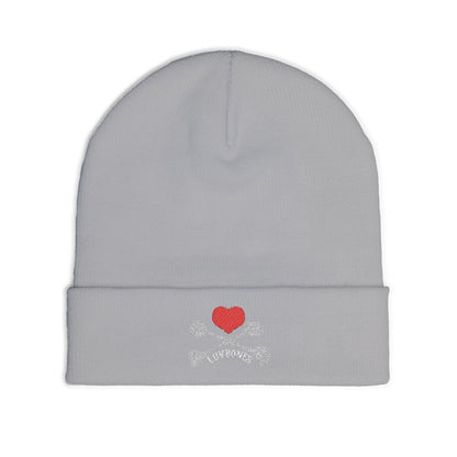 Luvbones - Hearts & Crossbones Knit Beanie, Warm Winter Hat, Casual Headwear, Skull Beanie, Gifts for Him/Her
