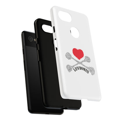 Luvbones - Hearts & Crossbones Phone Case, Tough Cases, Unique Smartphone Accessory, Gift for Him or Her