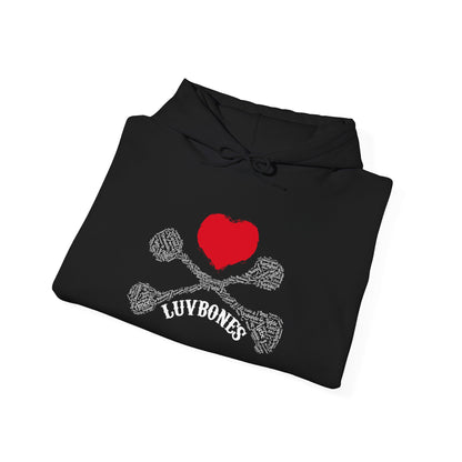Luvbones - Hearts & Crossbones Unisex Hoodie, Graphic Sweatshirt for Couples, Valentine's Day Gift, Streetwear Fashion, Cozy Layering