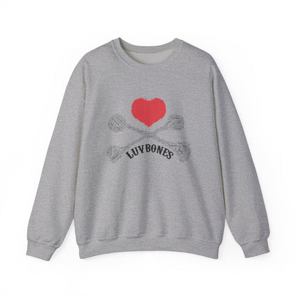 Luvbones - Hearts & Crossbones Sweatshirt, Cozy Unisex Crewneck, Valentine Gift, Edgy Sweatshirt for Him/Her, Casual Wear, Trendy Outfit