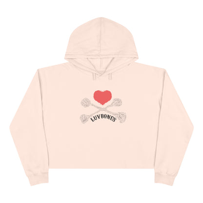 Luvbones - Hearts & Crossbones Crop Hoodie - Trendy Streetwear, Cute Gift, Halloween Apparel, Casual Outfit, Festival Wear