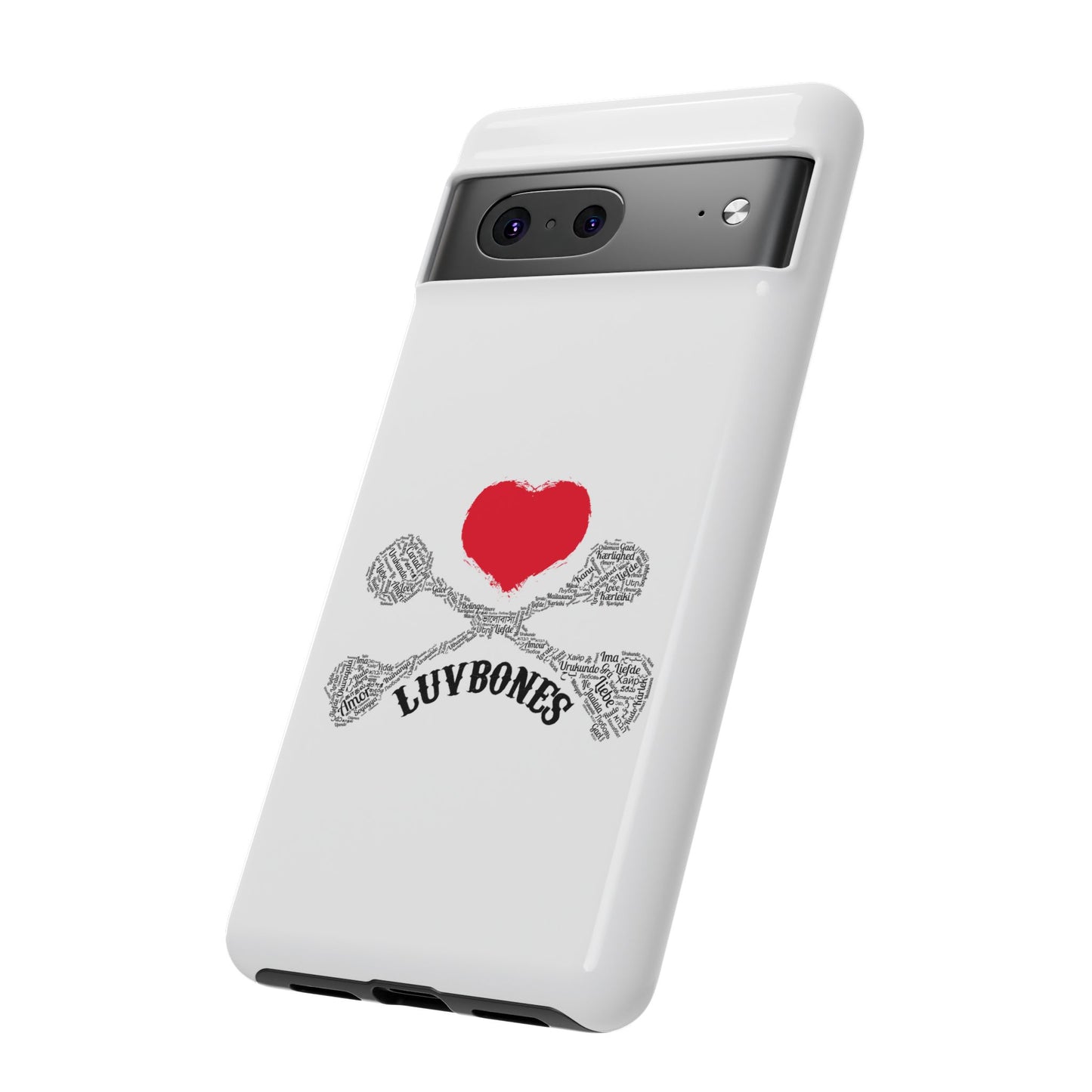 Luvbones - Hearts & Crossbones Phone Case, Tough Cases, Unique Smartphone Accessory, Gift for Him or Her