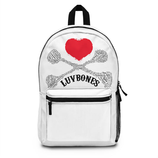 Luvbones - Hearts & Crossbones Backpack | Unique Style, Perfect for Students & Travel, Gift for Skaters, Techies, and Punk Enthusiasts