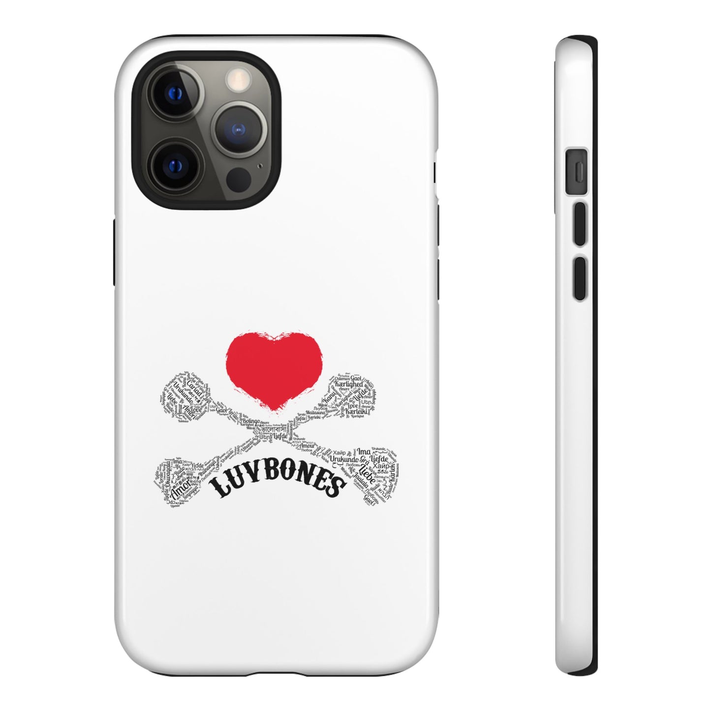 Luvbones - Hearts & Crossbones Phone Case, Tough Cases, Unique Smartphone Accessory, Gift for Him or Her