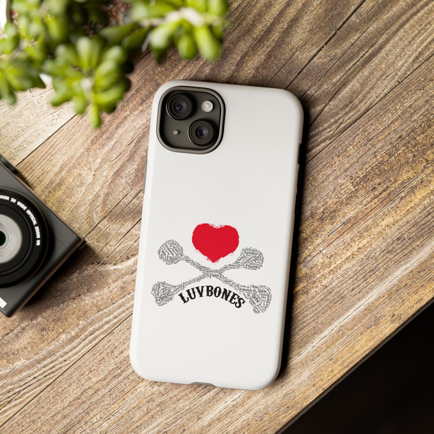 Luvbones - Hearts & Crossbones Phone Case, Tough Cases, Unique Smartphone Accessory, Gift for Him or Her
