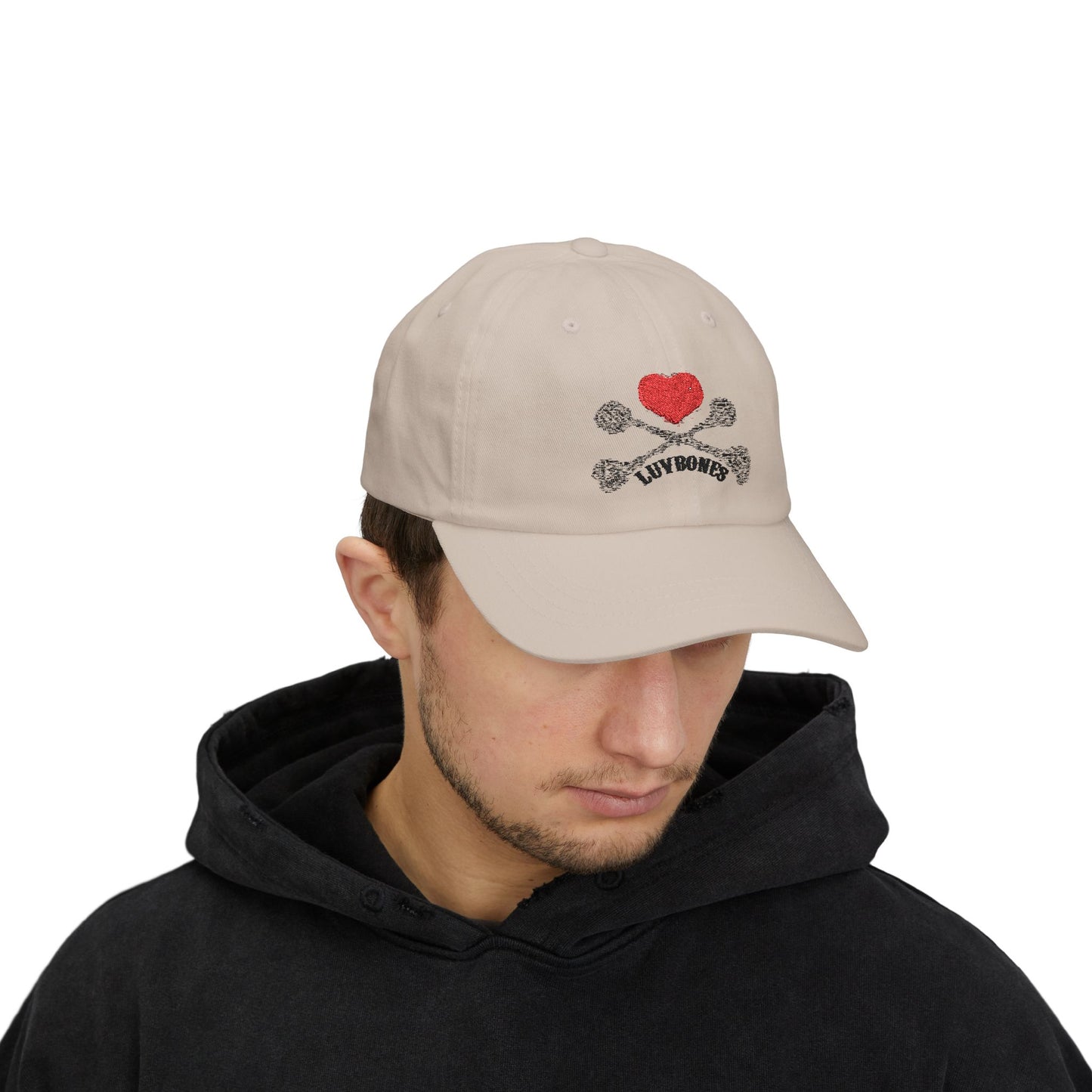Luvbones - Hearts & Crossbones Dad Cap | Stylish Adjustable Hat, Perfect Gift for Dads, Casual Wear, Summer Outing, Birthday