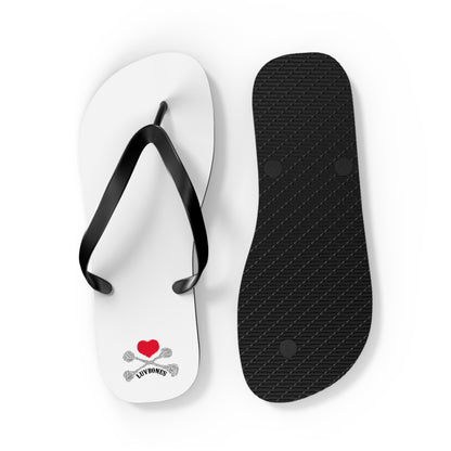Luvbones - Hearts & Crossbones Flip Flops | Summer Beachwear, Fun Footwear, Casual Sandals, Gift for Beach Lovers, Trendy Vacation Accessory