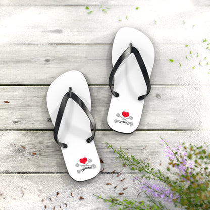 Luvbones - Hearts & Crossbones Flip Flops | Summer Beachwear, Fun Footwear, Casual Sandals, Gift for Beach Lovers, Trendy Vacation Accessory