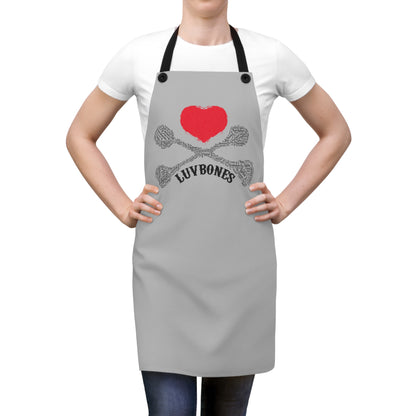 Luvbones - Hearts & Crossbones Apron, Cute Cooking Gift, Culinary Apron, Fun Kitchen Decor, Baking Lover's Gift