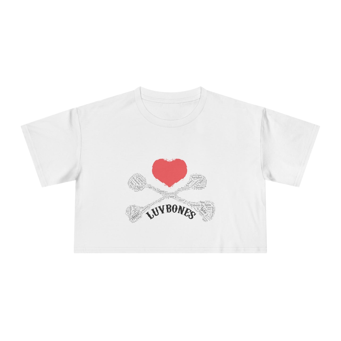 Luvbones - Hearts & Crossbones Women's Crop Tee - Trendy Summer Top, Casual Wardrobe Essential, Gift for Her, Valentine's Day