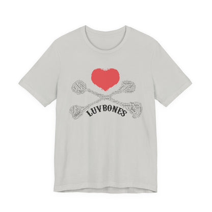 Luvbones - Hearts & Crossbones Unisex Tee, Graphic T-Shirt, Casual Wear, Music Lover Gift, Valentine's Day Shirt, Rock & Roll Style