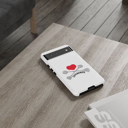 Luvbones - Hearts & Crossbones Phone Case, Tough Cases, Unique Smartphone Accessory, Gift for Him or Her