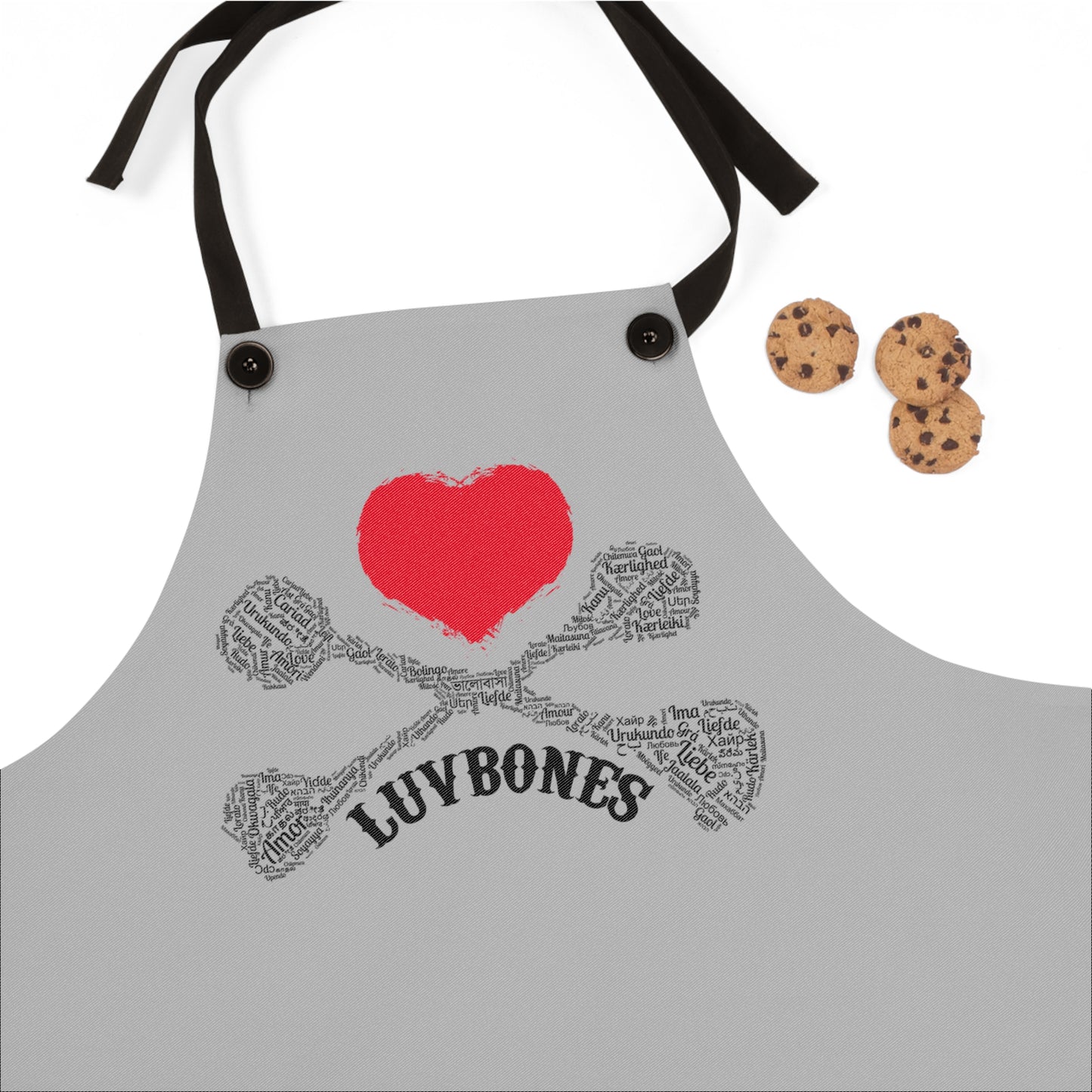 Luvbones - Hearts & Crossbones Apron, Cute Cooking Gift, Culinary Apron, Fun Kitchen Decor, Baking Lover's Gift