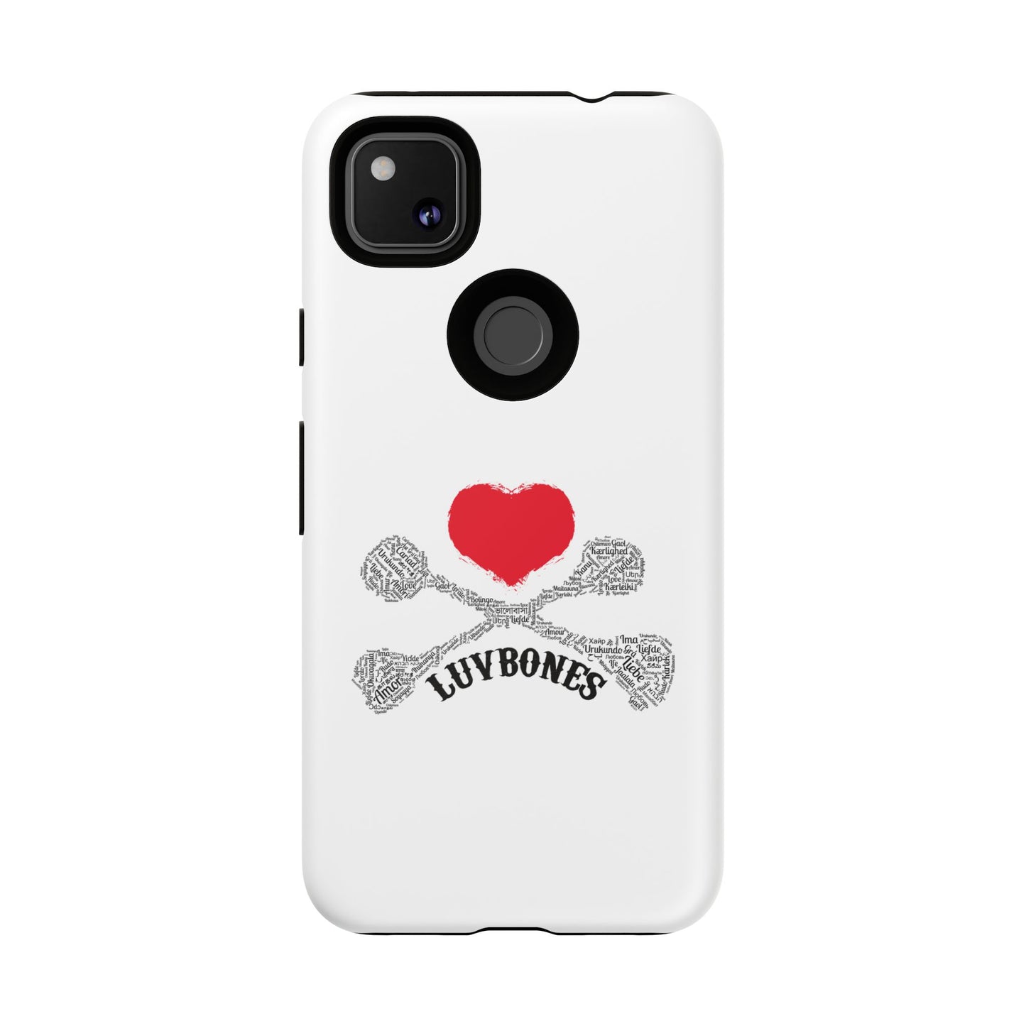 Luvbones - Hearts & Crossbones Phone Case, Tough Cases, Unique Smartphone Accessory, Gift for Him or Her